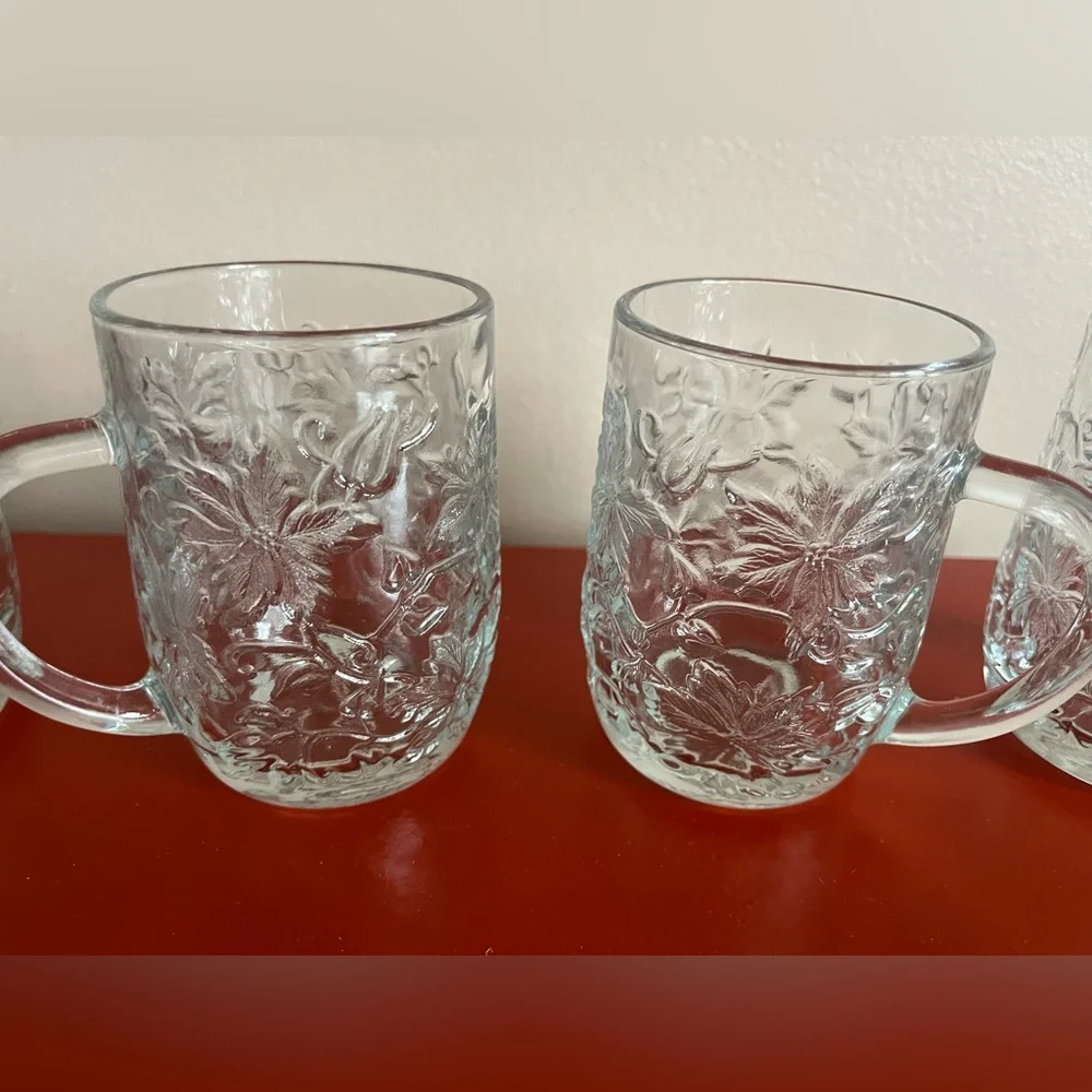 Vintage Princess House Fantasia 4Coffee/Tea Mugs Heavy Embossed Flowers  perfect - Picture 8 of 10